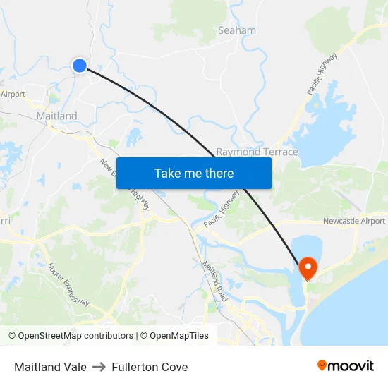 Maitland Vale to Fullerton Cove map