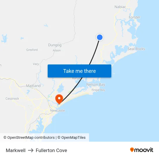 Markwell to Fullerton Cove map