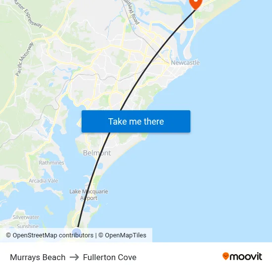 Murrays Beach to Fullerton Cove map