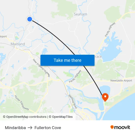 Mindaribba to Fullerton Cove map
