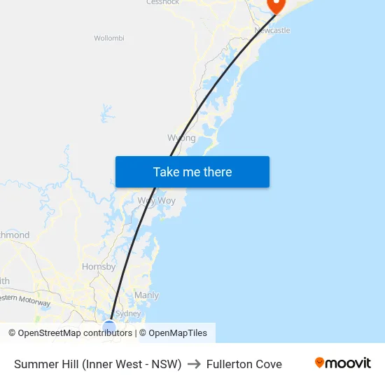 Summer Hill (Inner West - NSW) to Fullerton Cove map