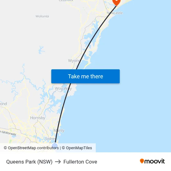 Queens Park (NSW) to Fullerton Cove map