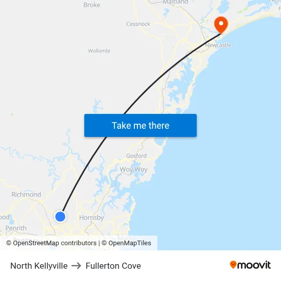 North Kellyville to Fullerton Cove map