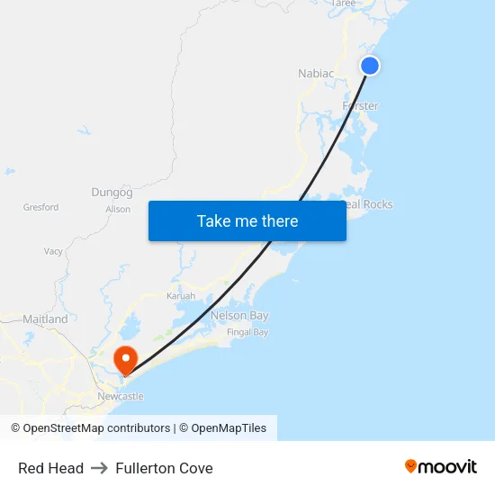 Red Head to Fullerton Cove map