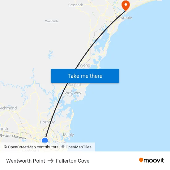 Wentworth Point to Fullerton Cove map