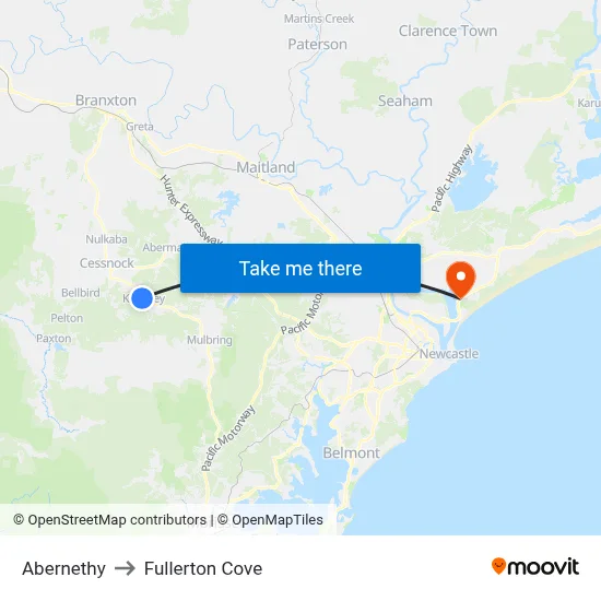 Abernethy to Fullerton Cove map