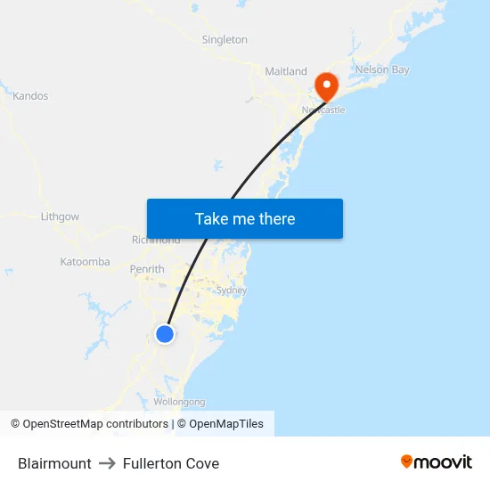 Blairmount to Fullerton Cove map