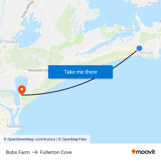 Bobs Farm to Fullerton Cove map