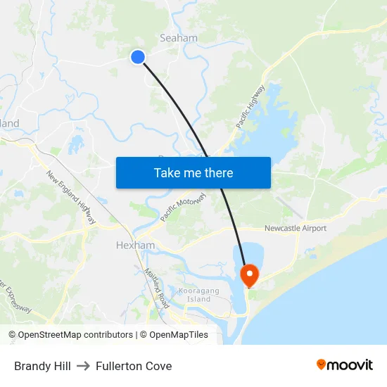 Brandy Hill to Fullerton Cove map
