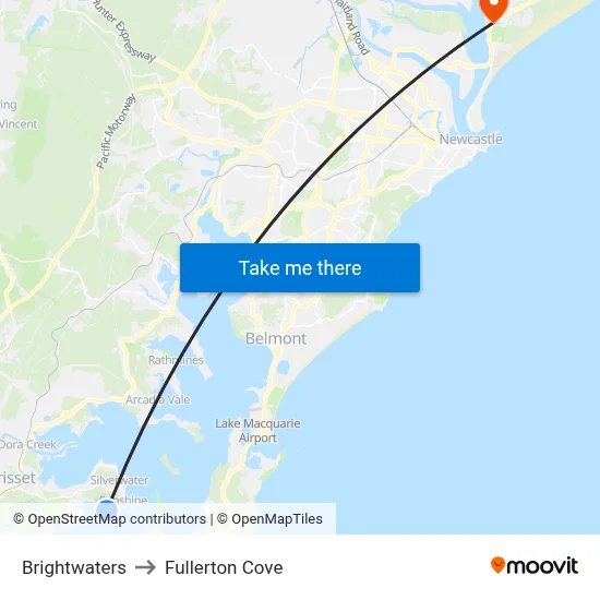 Brightwaters to Fullerton Cove map