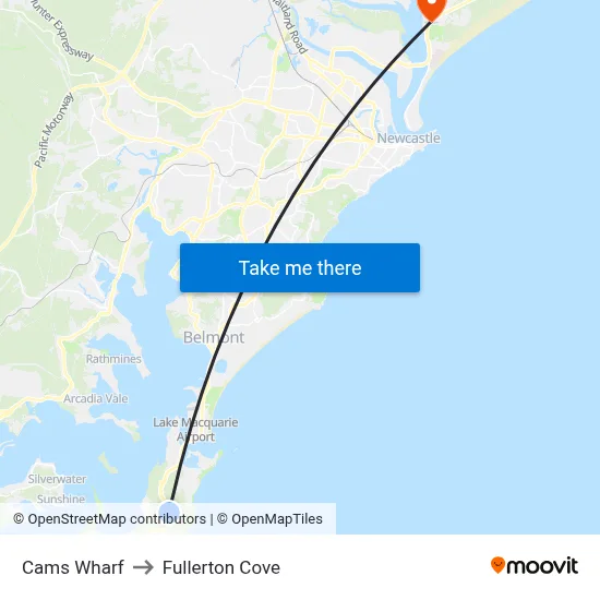 Cams Wharf to Fullerton Cove map