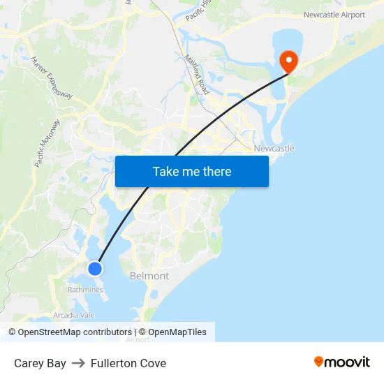 Carey Bay to Fullerton Cove map