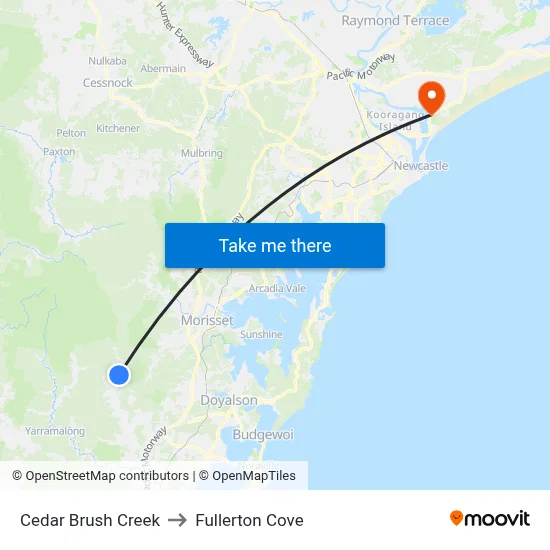 Cedar Brush Creek to Fullerton Cove map