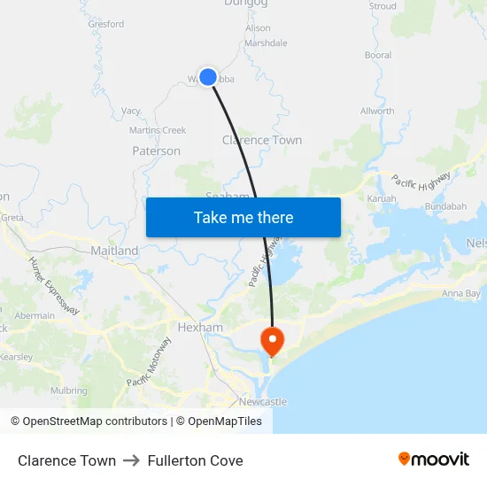 Clarence Town to Fullerton Cove map