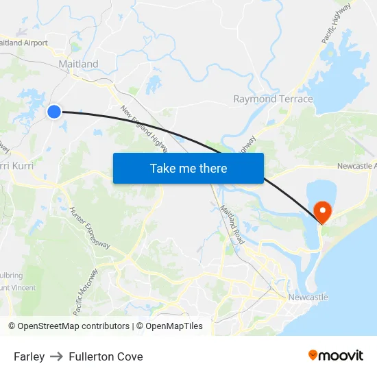 Farley to Fullerton Cove map