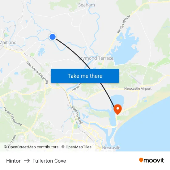 Hinton to Fullerton Cove map