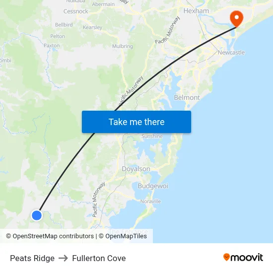 Peats Ridge to Fullerton Cove map
