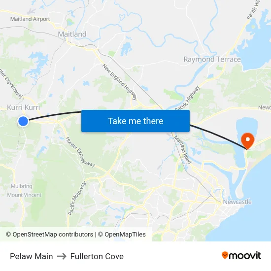 Pelaw Main to Fullerton Cove map