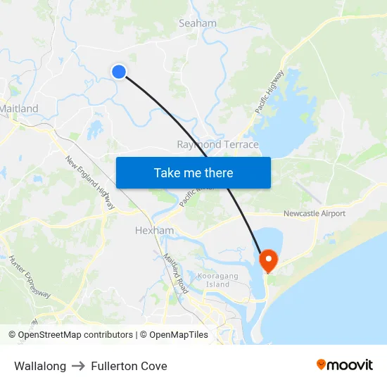 Wallalong to Fullerton Cove map