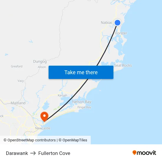 Darawank to Fullerton Cove map