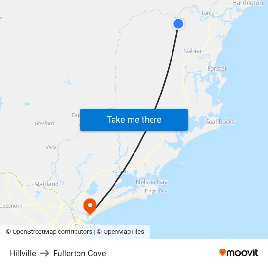 Hillville to Fullerton Cove map