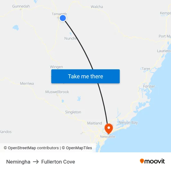 Nemingha to Fullerton Cove map