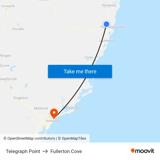 Telegraph Point to Fullerton Cove map