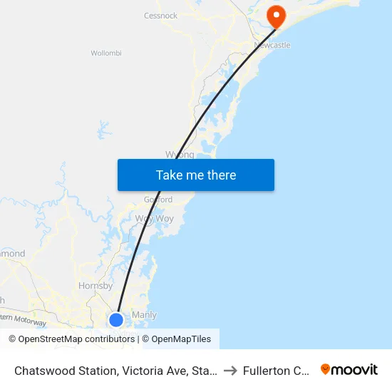 Chatswood Station, Victoria Ave, Stand E to Fullerton Cove map