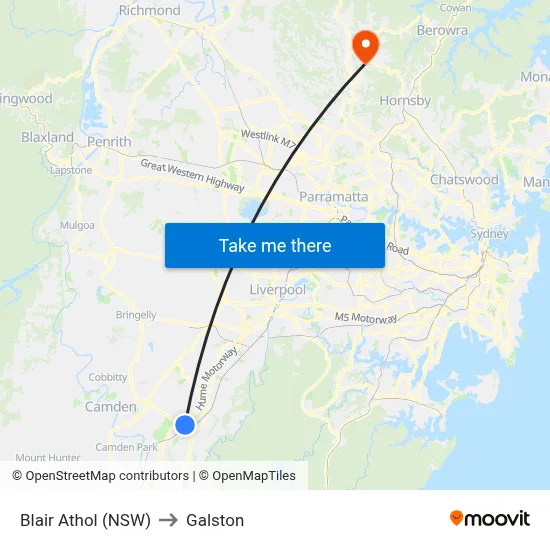 Blair Athol (NSW) to Galston map