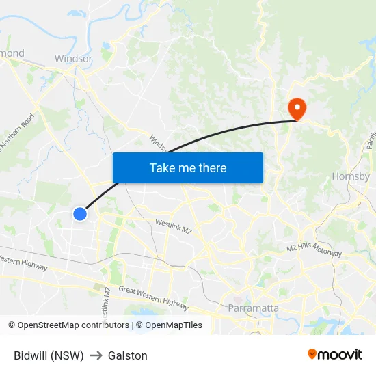 Bidwill (NSW) to Galston map