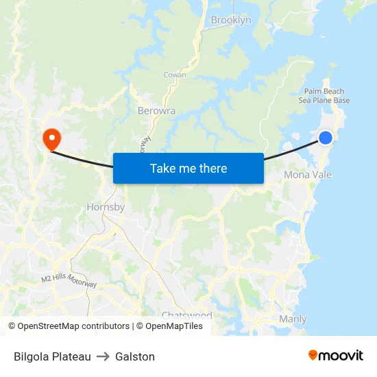 Bilgola Plateau to Galston map