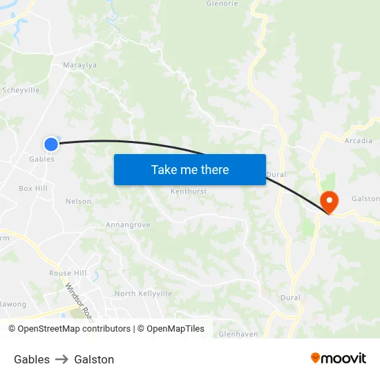 Gables to Galston map