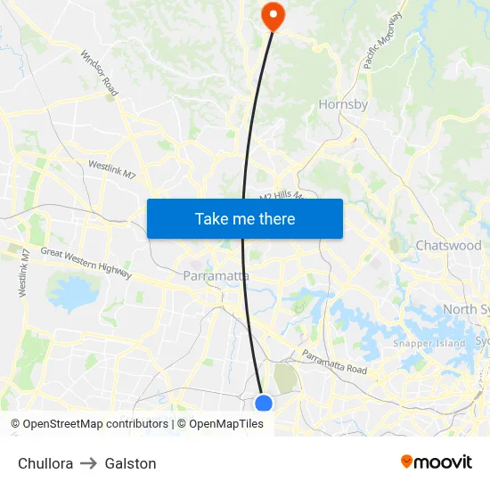 Chullora to Galston map