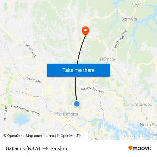 Oatlands (NSW) to Galston map