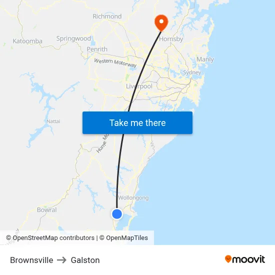 Brownsville to Galston map