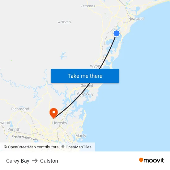 Carey Bay to Galston map