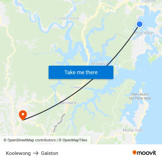 Koolewong to Galston map