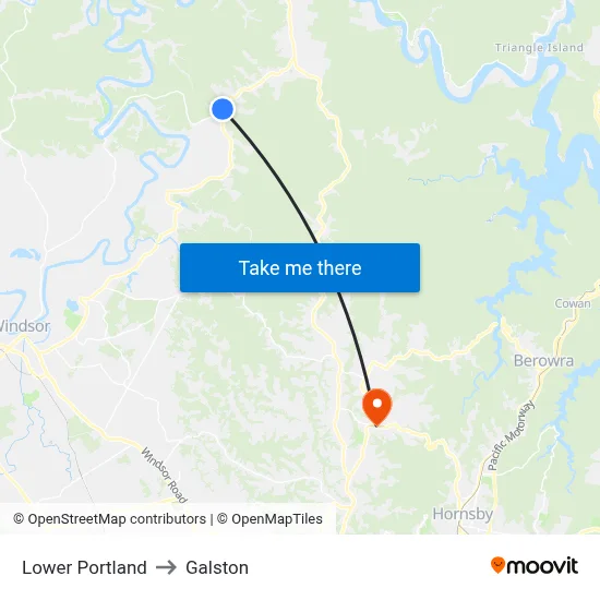 Lower Portland to Galston map