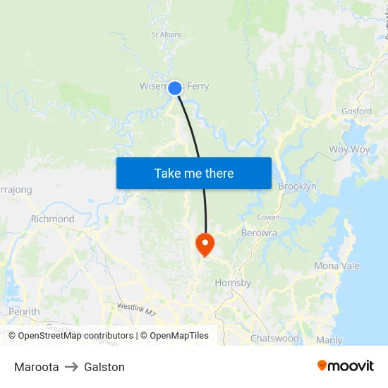 Maroota to Galston map