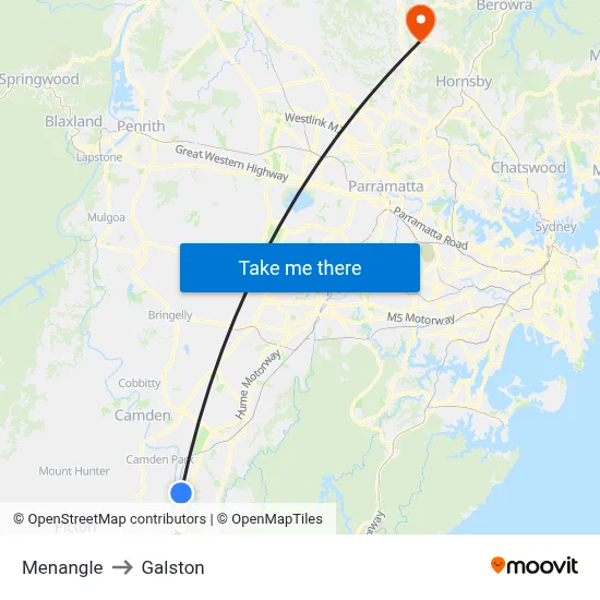 Menangle to Galston map