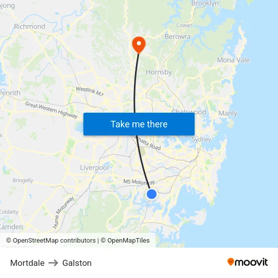 Mortdale to Galston map