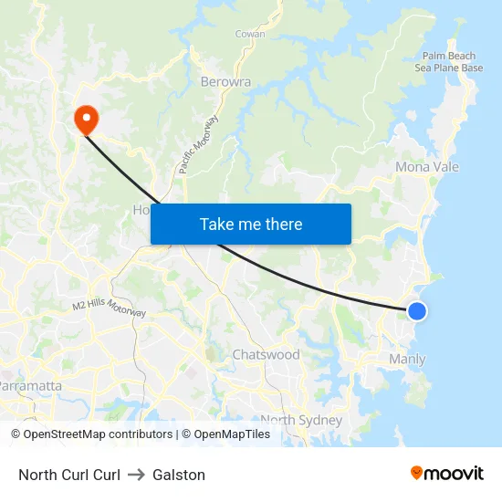 North Curl Curl to Galston map