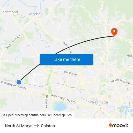 North St Marys to Galston map