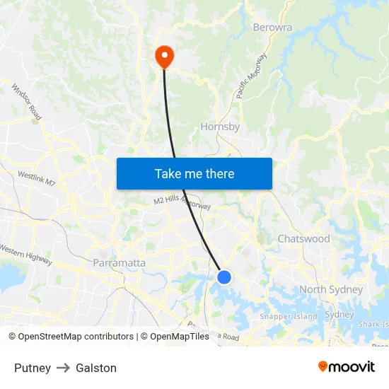 Putney to Galston map