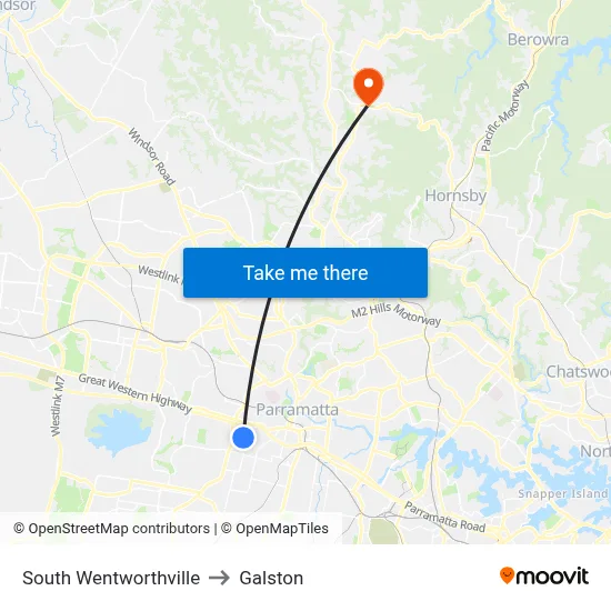 South Wentworthville to Galston map