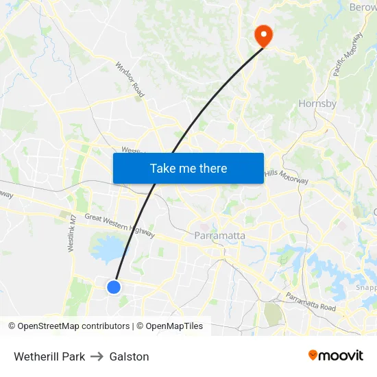 Wetherill Park to Galston map