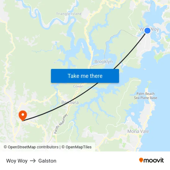 Woy Woy to Galston map