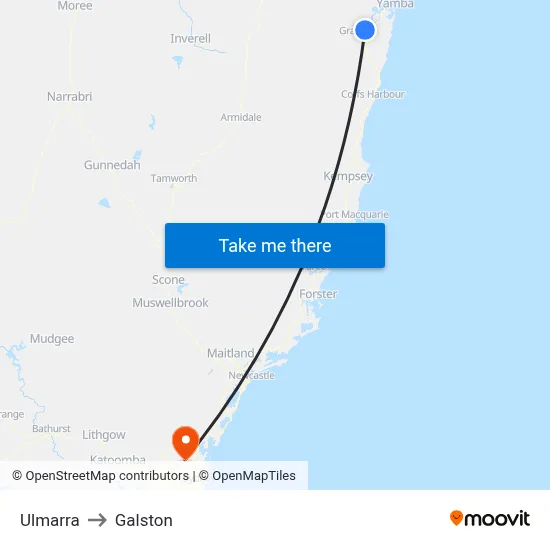 Ulmarra to Galston map