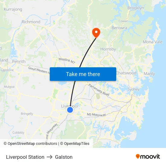 Liverpool Station to Galston map