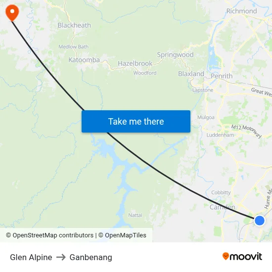 Glen Alpine to Ganbenang map